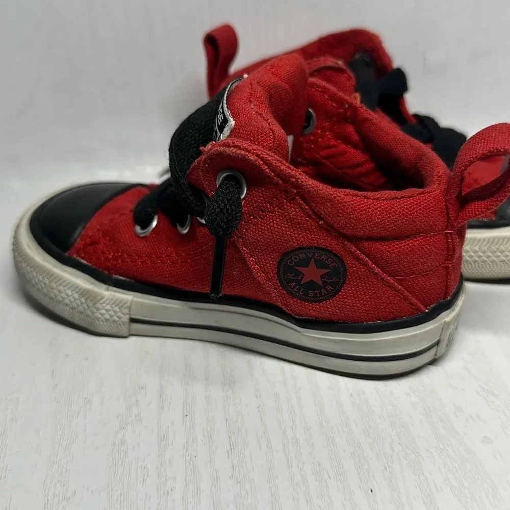 Converse Baby High Tops In Red, Black, And White, Infant Size‎ 5